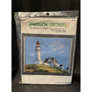 Paragon Stitchery Lighthouse at Two Lights Kit #0128 Vintage 1978 Crewel